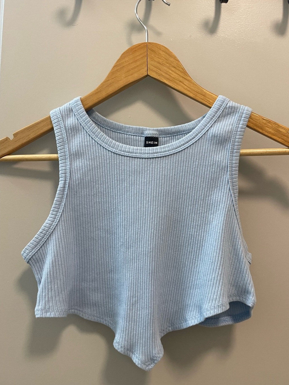 SHEIN Baby Blue Ribbed Cropped Tank